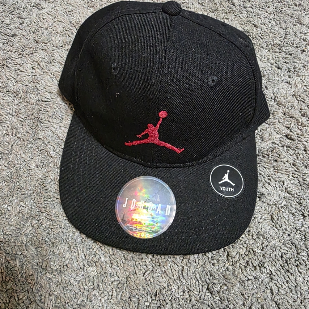 Jordan Black Cap with Red Jumpman Logo